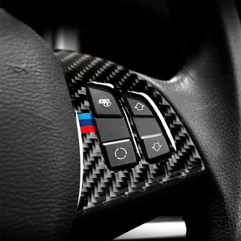 Бутон на Волана на Колата е От Въглеродни Влакна Бутон на Волана Стикер Емблема на Бижута и Аксесоари За BMW X5 E70 X6 E71 2008-2013 Етикети