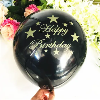 10шт Rose gold черно честит рожден ден латексови балони с принтом междузвездни букви гелиевые балони детски душ рожден ден декор
