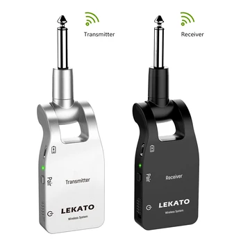 LEKATO WS-10 Безжична Китара Предавател Приемник 2,4 G, Акумулаторна батерия 6 Канала на Предаване на Разстояние 30 М Безжична Аудио Китара