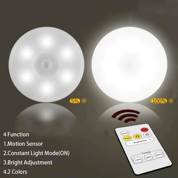 Безжично Дистанционно Управление Димиране лека нощ USB Акумулаторна Шкаф нощна светлина Сензор за Движение, Лампа за Спални Стълба