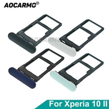 Aocarmo За Sony Xperia 10 II X10ii XQ-AU51 XQ-AU52 SO-41A SOV43 Титуляр За Две СИМ-карти Тава Слот С Капак Прахоустойчив, Смяна на Съединители