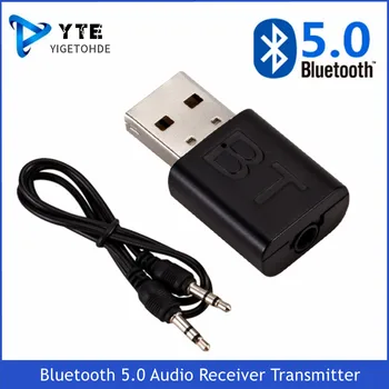 YIGETOHDE 2 В 1 Bluetooth 5.0 Аудио Приемник Предавател Безжичен Адаптер Мини 3.5 Мм AUX Стерео Предавател За PC Авто Високоговорител
