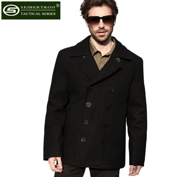 Брендовое зимно мъжко палто, вълнена Seibertron, вид на ВМС на САЩ, 80% вълна, USN, бушлат, черно-син цвят, топло палто срещу изпотяване