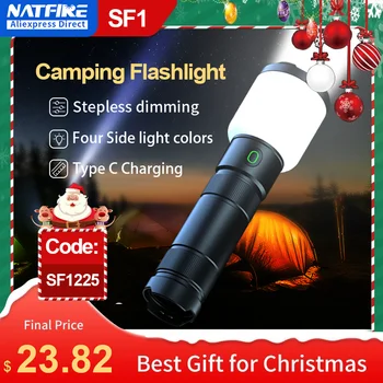 NATFIRE Открит Led Акумулаторна Фенерче с Кемпинговой Лампа за Фенерче 4 Цвята 2 в 1 Преносими Мощни, Ярки Светлини SF1