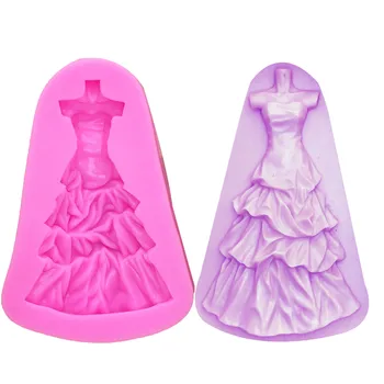 M0690 Красива сватбена рокля силиконова форма помадная пола инструменти за украса на тортата форма за печене
