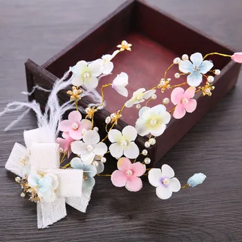 Цвят на ръчно изработени перо цвете прическа нов сватбена прическа цвете