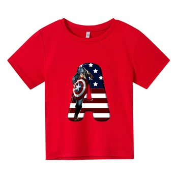 Детска Сладка Тениска на Marvel в ретро стил с Капитан Америка, Тениска с Изображение, аниме, Дрехи За момчета и Момичета, Блузи, Детски Летни детски Костюми