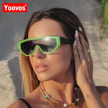 Yoovos Пънк Цели Слънчеви Очила Женски Нови Vintage Слънчеви Очила Y2K За Мъже Квадратни Луксозни Дизайнерски Очила Извънгабаритни Gafas De Sol