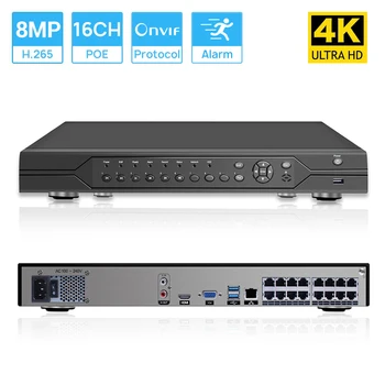 16CH 4k H. 265 POE NVR IEEE802.3af Стандартен 48V POE video Recorder Разпознаване на лица XMEye Cloud ВИДЕОНАБЛЮДЕНИЕ за Сигурност Recorder