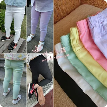 Пролетно-есенните модни гамаши ярки цветове за малките момичета, ластични панталони, панталони с тънка талия, детски дрехи, детски дрехи