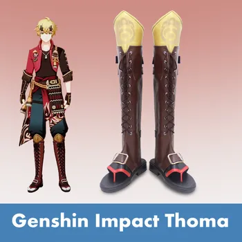 Играта Genshin Impact Thoma Cosplay Обувки Genshin Thoma Хелоуин Обувки за Мъже Cosplay Обувки