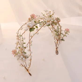 Сватбен венец елегантна перлена сватба превръзка на главата