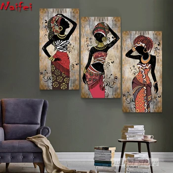 Направи си сам Диамантена Живопис Африкански Жени Изкуството за Домашен интериор Африканска Момиче Пълна Диамантена Бродерия етническа Живопис Африканска Красавица Жена