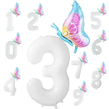 Розова Пеперуда Брой Балони един Голям Набор от 32 инча Брой Фольгированных Балони за Момичета, Момчета, Жени, Мъже Рожден Ден, Годишнина Декор