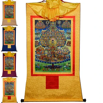 Гандханра Тантра Тибетски Тханка Стенен монтаж, Карма Кагю на Дървото, търсещи Убежище, Гоблен с Буда Резервоар за Медитация, дзен домашен интериор