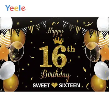 Yeele Happy Birthday 16th 20th 30th Party Balloon Точков Фон Фотофон Снимка фотографско студио за Декор Индивидуален Размер