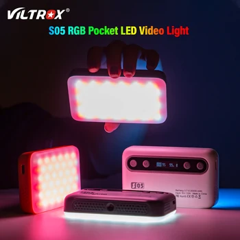 Viltrox S05 RGB Джобен LED Видеосвет Камера видео блог Заполняющие Светлинни Панели Приложение за Управление на Улавяне на Цвят Мини Лампа OLED Екран, 5 W