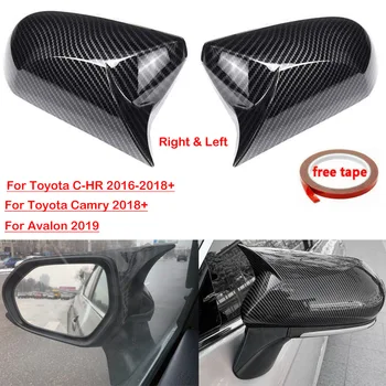 Рог от въглеродни влакна Вид на Автомобила от Страна на Огледалото за Обратно виждане Cover Капаци Тампон Стикер За Toyota Camry 2018 + За Avalon 2019 C-HR 2016-2018 +