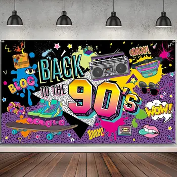 Тематичен Фон за парти на 90-те години през 90-те хип-хоп графити Снимка Фон, с монтиран на стената Маса Банер Аксесоари за Рожден Ден Декор