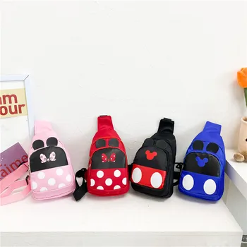 Детска мультяшная Нагрудная чанта за момчета и момичета, Холщовая чанта-месинджър, Новост 2021 година, японската Малка чанта през рамо с Мики и Мини Маус, от 4 до 7 години
