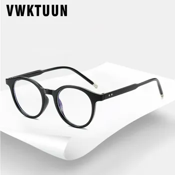 VWKTUUN Кръгли Очила, Рамки За Мъже Жени Анти Синя Светлина Рамки За очила Нитове Късогледство Компютърни Очила, Мъжки, Женски Прозрачни Очила