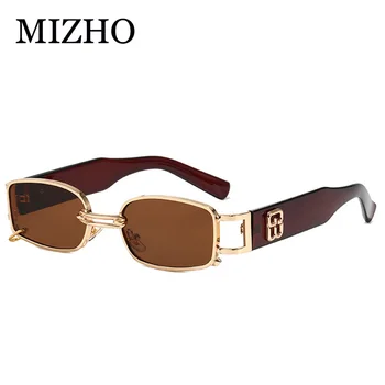 MIZHO Модни Steampunk Реколта Ретро Квадратни Слънчеви Очила Дамски Метални Мъжки Извънгабаритни UV400 Слънчеви Очила на известни Личности Мъжки Маркови Дизайнерски