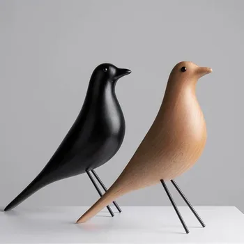 TingKe Nordic прости ins дървени орнаменти във формата на птици творческа декорация на дома, Eames изделия от масивна дървесина за птици подарък за нов дом и рожден ден