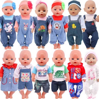Най-новият Деним костюм, стоп-моушън облекло, Аксесоари За новородени, 43 см, 18 см, американската кукла, играчка за момичета, нашето поколение, подарък