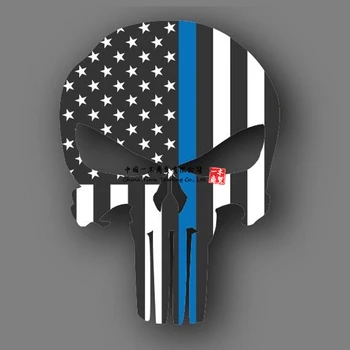 Punisher Blue Lives Matter Флаг Полицията Щанцоване Стикер Стикер На Кола, Камион
