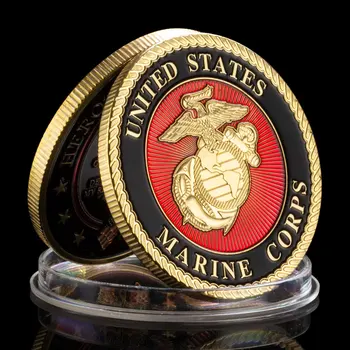 Монета на повикване на Корпуса на морската пехота на САЩ и Героична смелост Молитва за кураж Монета Сувенири Позлатени Възпоменателни монети