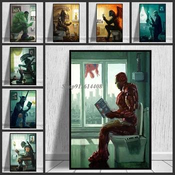 Платно Картина Плакати С Филми На Марвел Щампи Супергерой Железният Човек, Капитан Америка, Супермен Стенни Художествена Картина Хол Начало Декор