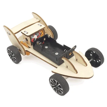 Направи си САМ Събрание на Състезателен Автомобил Комплект Модел Физически Научни Експерименти, Технология на Ръчно изработени Дървени Електрическа Роботика Забавни Играчки дете