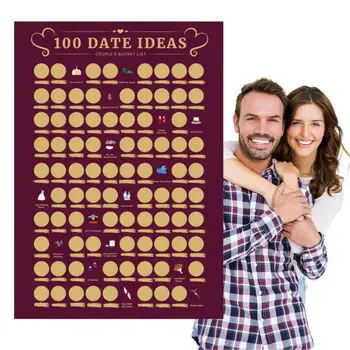 100 Дати Драскотина Плакат 100 Дати Списък с Подаръци за Двойки, за Рожден Ден, Подаръци За Жени Годеж Сватба