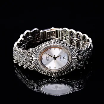 Тайское сребро на едро S925 стерлинги сребърни бижута, бизнес дама Тайланд Гривна Часовник